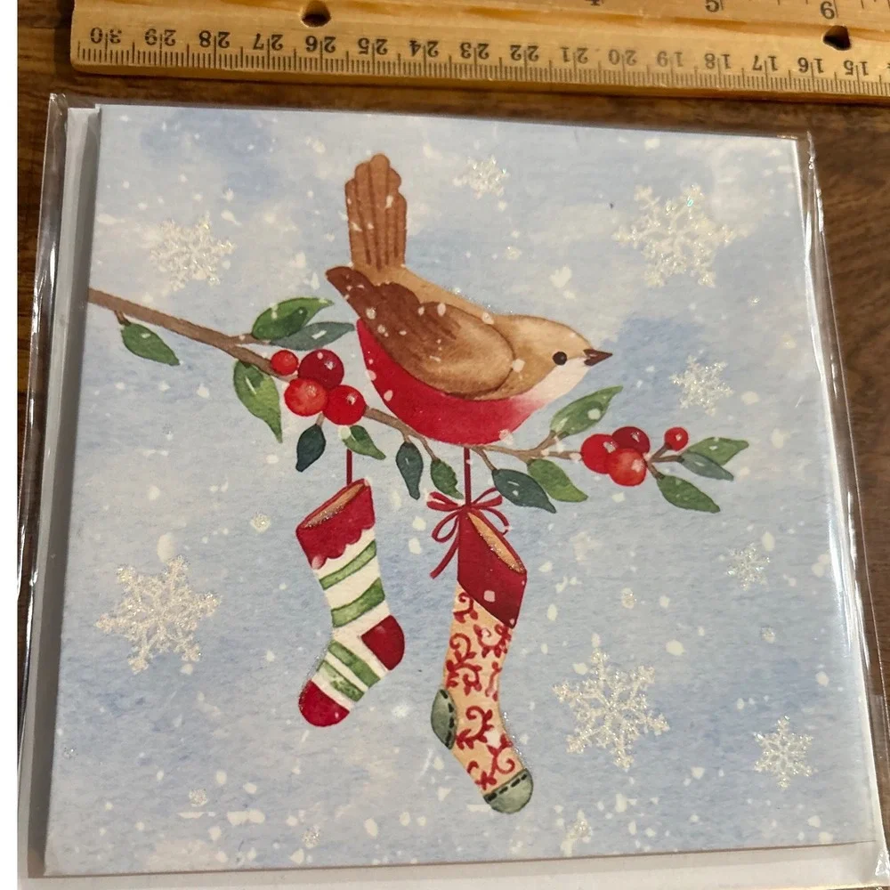 2‎ Treasures Pop Up Christmas Cards Bird with Stockings Snowman Holiday Tree